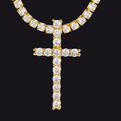 Initial Letter Pendant Necklace with Tennis Chain for Men Women