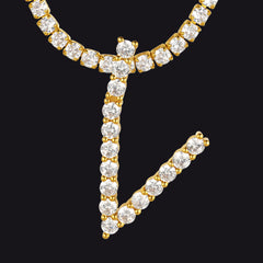 Initial Letter Pendant Necklace with Tennis Chain for Men Women