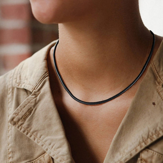 Choker-Halskette mit Schlangenkette und Fischgrätenmuster für Damen, 5 mm Breite