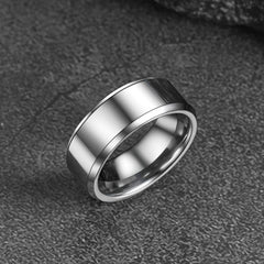 Anel de casamento básico de carboneto de tungstênio com borda chanfrada para homens