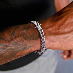Barbed Wire Cuban Chain in Stainless Steel Bracelet
