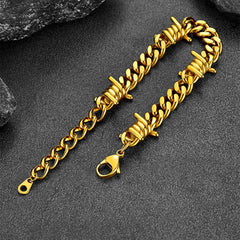 Barbed Wire Cuban Chain in Stainless Steel Bracelet
