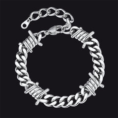 Barbed Wire Cuban Chain in Stainless Steel Bracelet
