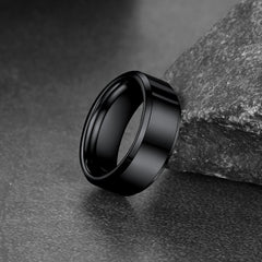 Anel de casamento básico de carboneto de tungstênio com borda chanfrada para homens