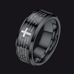 Anel masculino de carboneto de tungstênio com oração do Senhor Cristão 8 mm