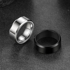 Anel de casamento básico de carboneto de tungstênio com borda chanfrada para homens