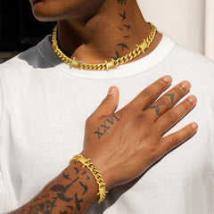 Conjunto de pulseiras de corrente cubana de arame farpado de 9 mm