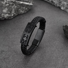 Pulseira de couro com cruz dos Cavaleiros Templários Cristãos