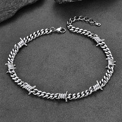 Barbed Wire Cuban Link Chain Choker Necklace for Men Women