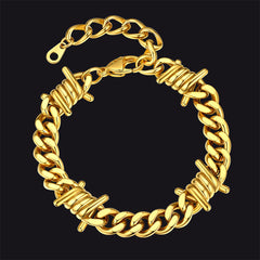 Barbed Wire Cuban Chain in Stainless Steel Bracelet