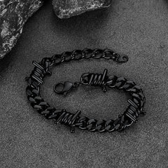 Barbed Wire Cuban Chain in Stainless Steel Bracelet