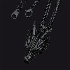 Colar Punk com Pingente de Cabeça de Dragão para Homens e Mulheres