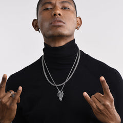 Colar Punk com Pingente de Cabeça de Dragão para Homens e Mulheres