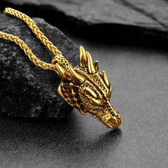 Colar Punk com Pingente de Cabeça de Dragão para Homens e Mulheres