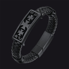 Pulseira de couro com cruz dos Cavaleiros Templários Cristãos