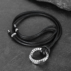 Colar de couro Viking Mobius Circle ajustável com corrente de couro masculino