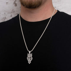 Colar com pingente de coruja celta e amuleto, joia masculina