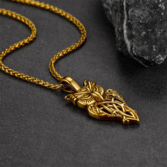 Colar com pingente de coruja celta e amuleto, joia masculina