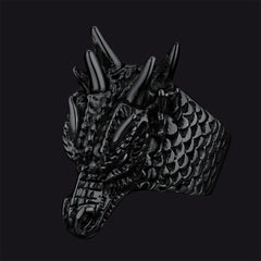 Punk Dragon Head Stainless Steel Ring Men