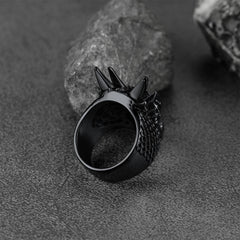 Punk Dragon Head Stainless Steel Ring Men