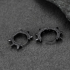 Brincos de argola com rebite de prata esterlina e runas vikings para homens
