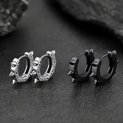 Brincos de argola com rebite de prata esterlina e runas vikings para homens
