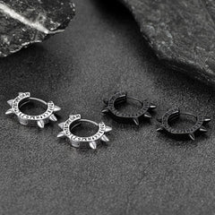 Brincos de argola com rebite de prata esterlina e runas vikings para homens