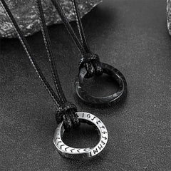 Colar de couro Viking Mobius Circle ajustável com corrente de couro masculino