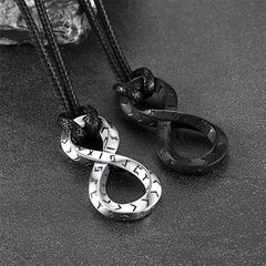 Colar Viking Mobius Infinity com Corrente de Couro Ajustável Masculino