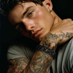 Pulseira de aço inoxidável com corrente de caveira grossa gótica