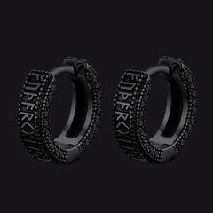 Brincos de argola Huggie com runas Viking de prata esterlina e runas Viking nórdicas