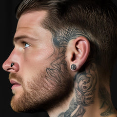 Brincos de pino com cabeça de lobo viking em prata esterlina com runa viking para homens