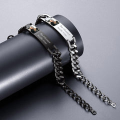 Pulseira de presente com imagem e corrente de elos cubanos com placa de identificação personalizada