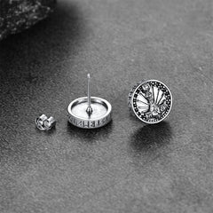 Brincos de pino Viking Rune de prata esterlina Viking Thors Hammer com runas em