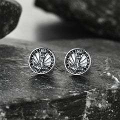 Brincos de pino Viking Rune de prata esterlina Viking Thors Hammer com runas em