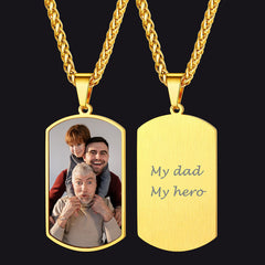 Colar com placa de identificação com foto personalizada, presente memorial