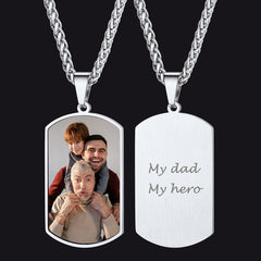 Colar com placa de identificação com foto personalizada, presente memorial