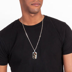 Colar com placa de identificação com foto personalizada, presente memorial