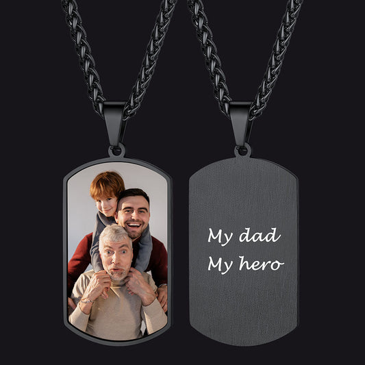 Colar com placa de identificação com foto personalizada, presente memorial