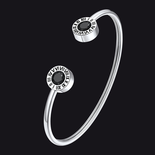 Pulseiras com pedras de nascimento e algarismos romanos