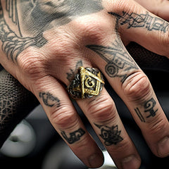 Anel de sinete gravado com mestre maçom maçônico masculino