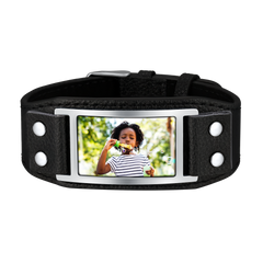 Personalisiertes Bild Lederarmband Schwarz