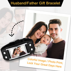 Personalisiertes Bild Lederarmband Schwarz