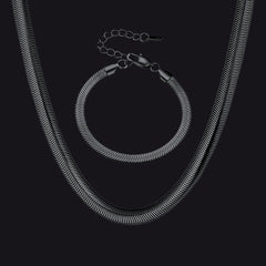 Conjunto de colar e pulseira com elos de corrente de cobra