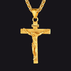 Colar de cruz de esmalte preto cristão para homens e mulheres