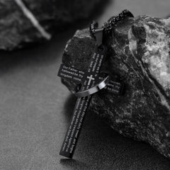Colar com cruz e anel de oração do Senhor Halo para homens