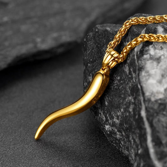 Colar de chifre italiano Cornicello Amuleto Pingente Homens Mulheres