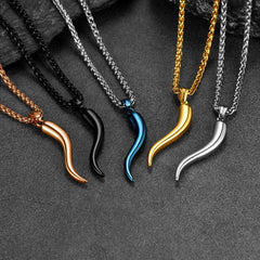 Colar de chifre italiano Cornicello Amuleto Pingente Homens Mulheres