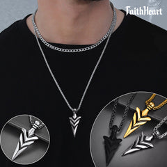 Colar com pingente de ponta de flecha e lança vintage masculino