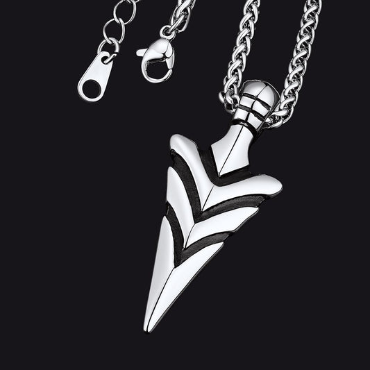 Colar com pingente de ponta de flecha e lança vintage masculino